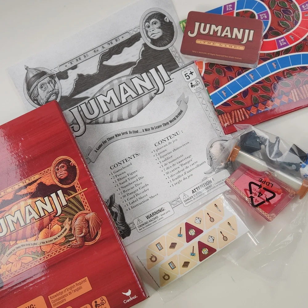 JUMANJI NWT Portable Board Game For Ages 5+, 2 Players, 2019, Cardinal/Columbia